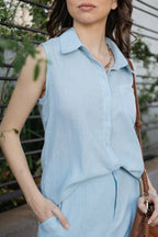 Camisa de lino sin mangas